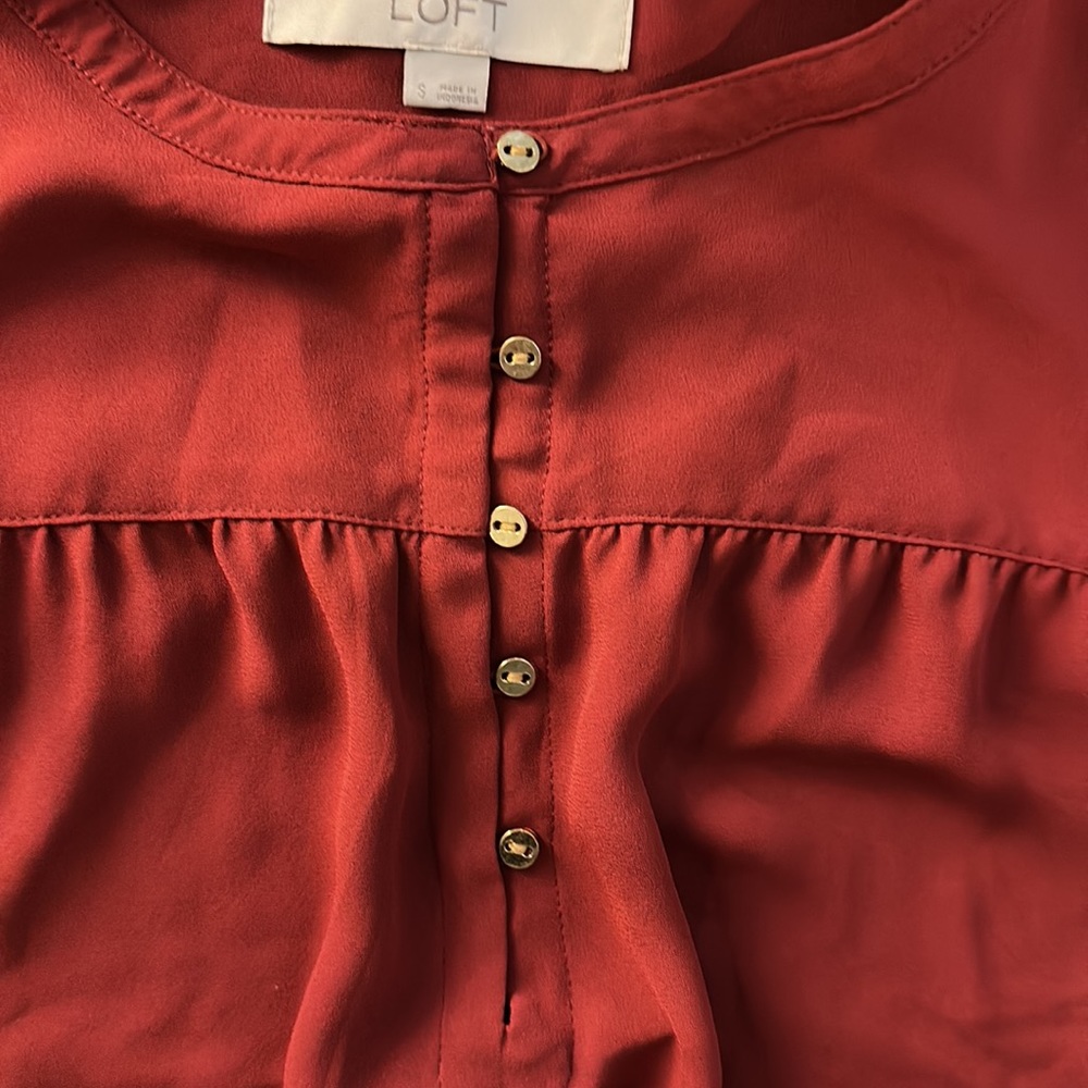 LOFT RUFFLE SLEEVE BLOUSE SIZE S - Picture 4 of 9